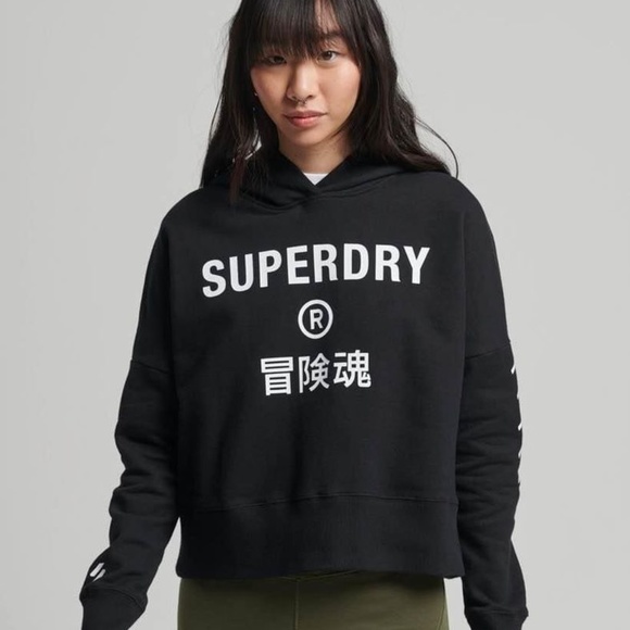 Superdry Black Boxy Sweatshirt with Relaxed Fit - Picture 1 of 8